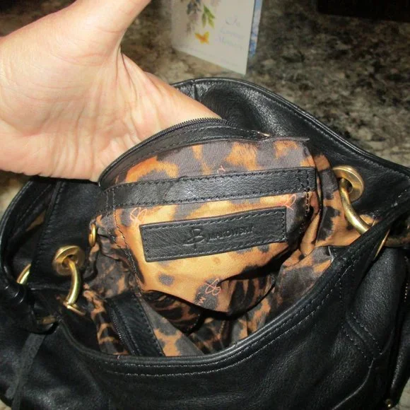 B Makowsky Black Leather Hobo - Picture 7 of 11